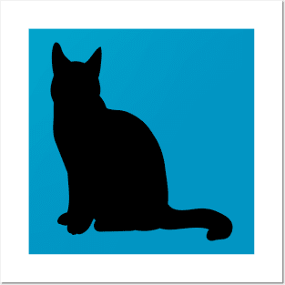 Black Cat Sitting Silhouette Vector Art Cut Out Posters and Art